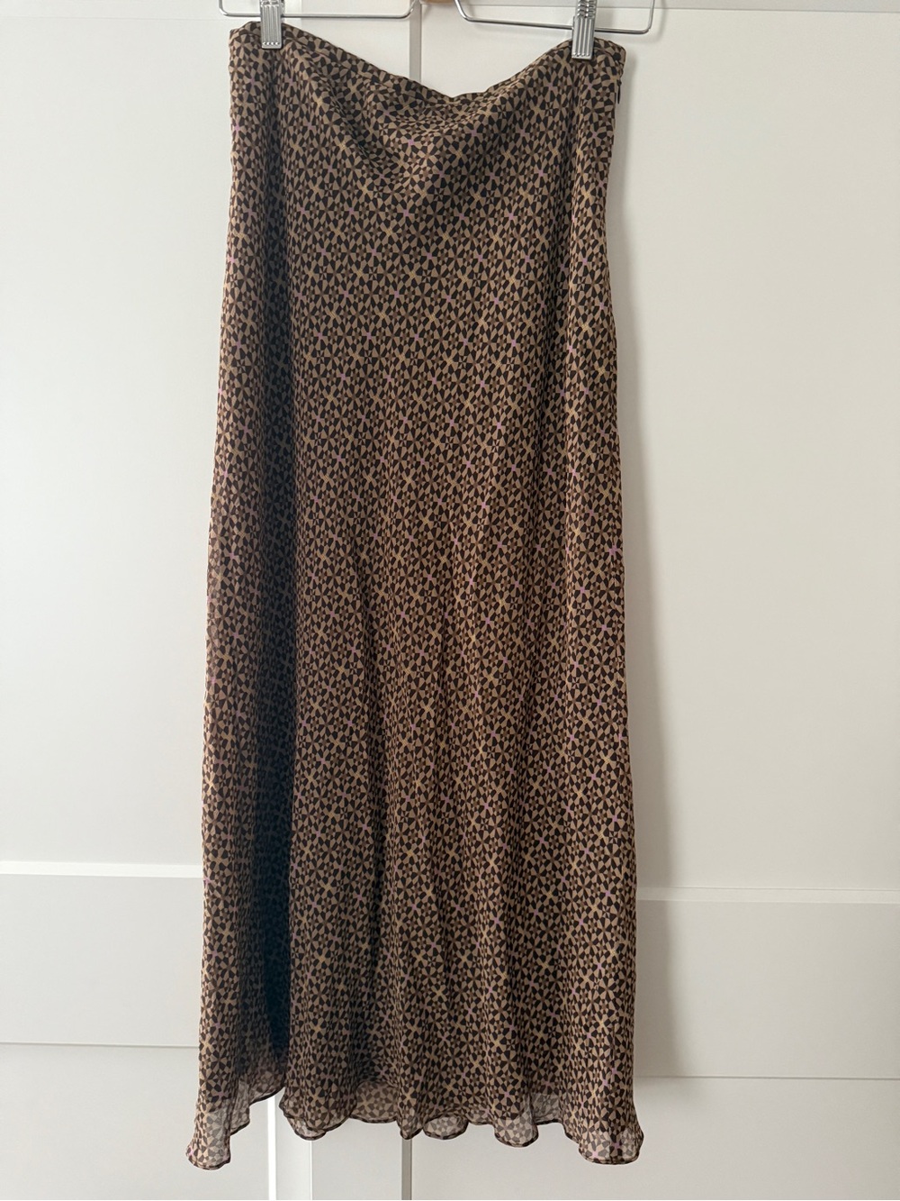 Vtg Ann Taylor Brown Silk Maxi Skirt sz 8 90s fairy grunge Whimsigoth